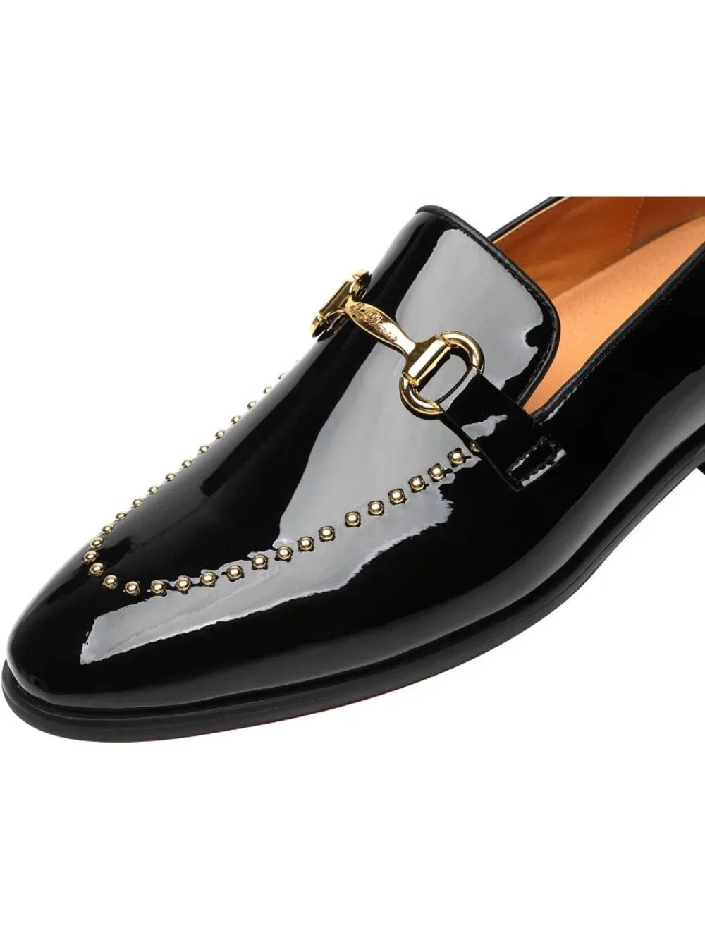 Men's Black Velvet Patent Leather Studded Loafers Wedding Prom Party Shoes
